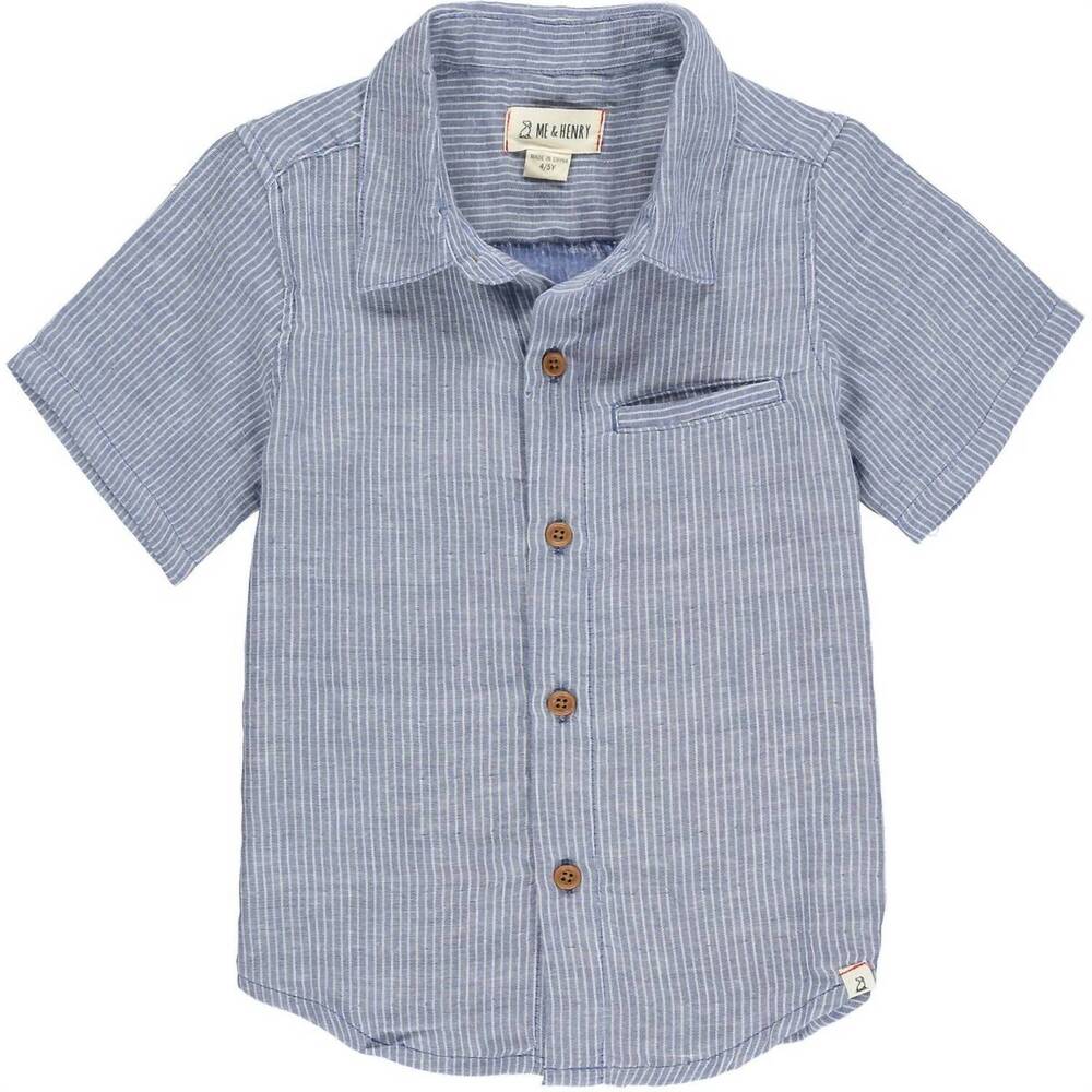 NEW FREECITY boy's newport button down shirt in navy stripe